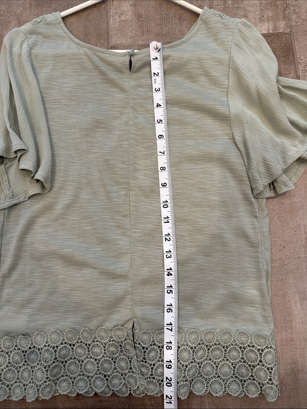 Daytrip Sage Green Lace-Trim Short Sleeve Top - Picture 6 of 6